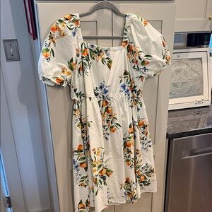 Time and Tru Floral White Midi Dress